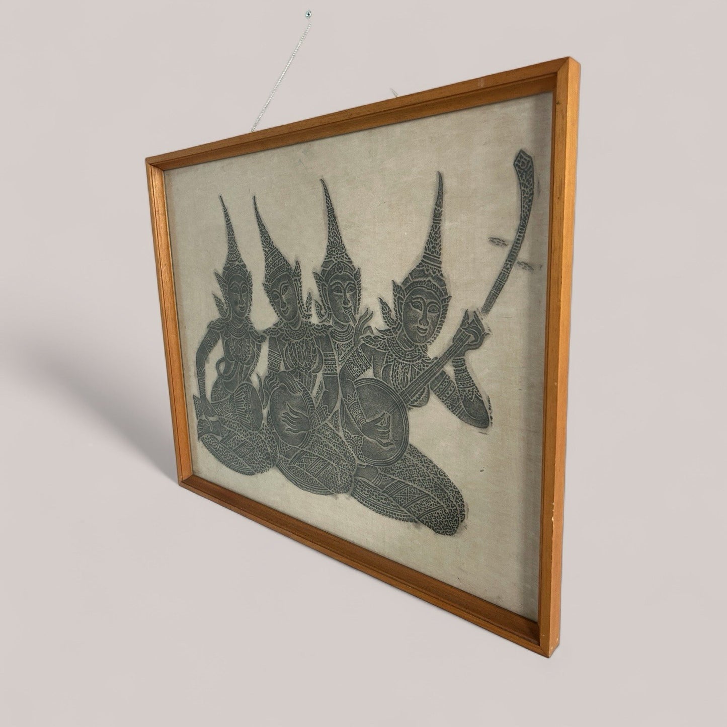 Mid CenturThai Charcoal Rubbing of Musicians in Teak Frame – Boots Framing Dept.