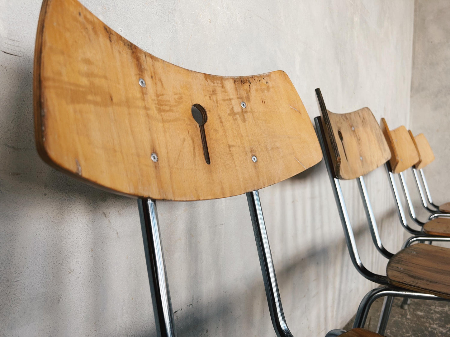 mid century stacking chairs - set of 4