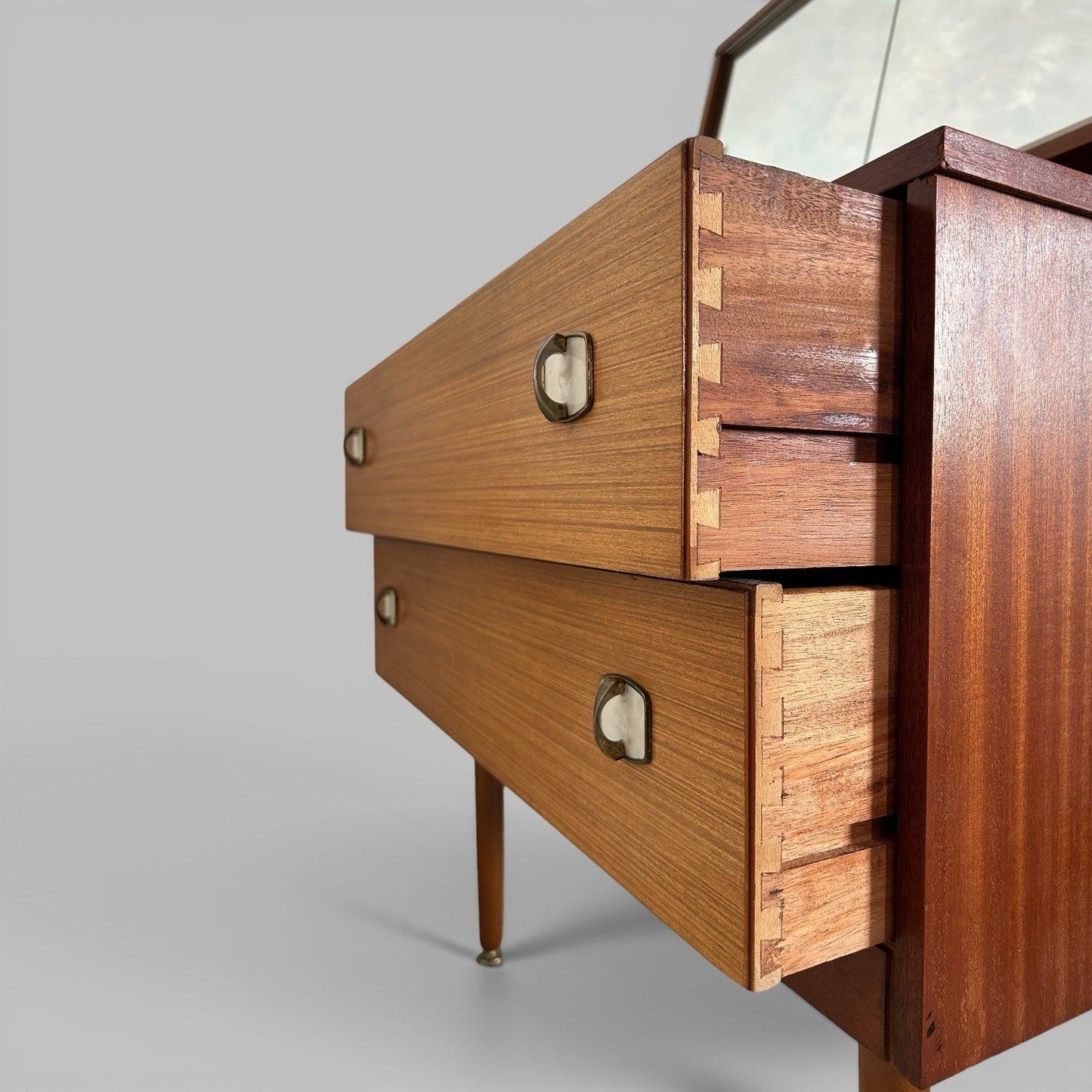 1960s Teak Dressing Table With Mirrored Sliding Doors