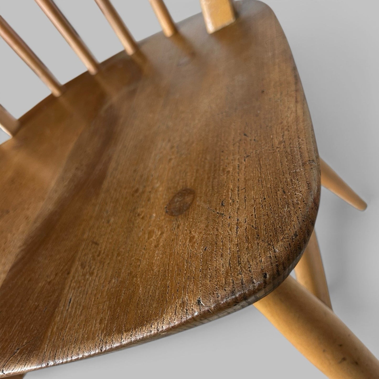 Vintage Blonde Ercol Windsor Elm & Beech Dining Chairs – Set of Four