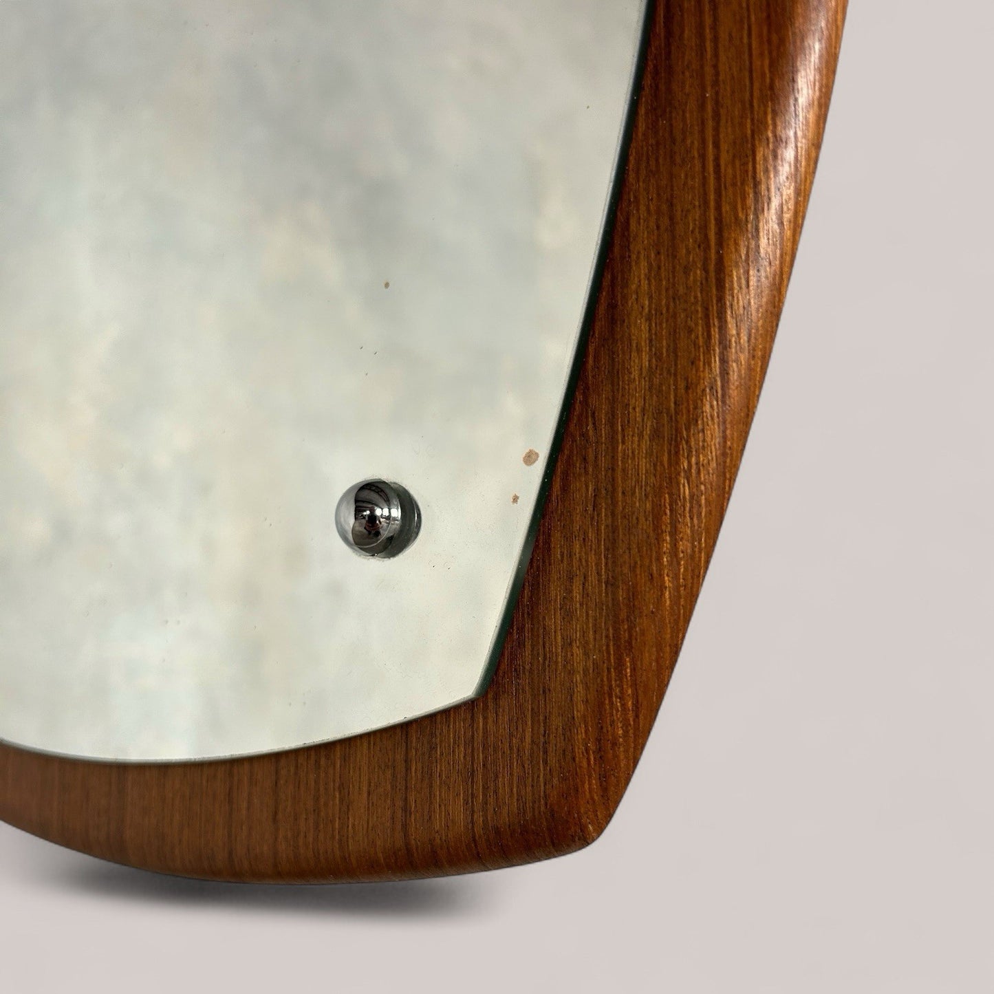 Squoval teak framed mirror