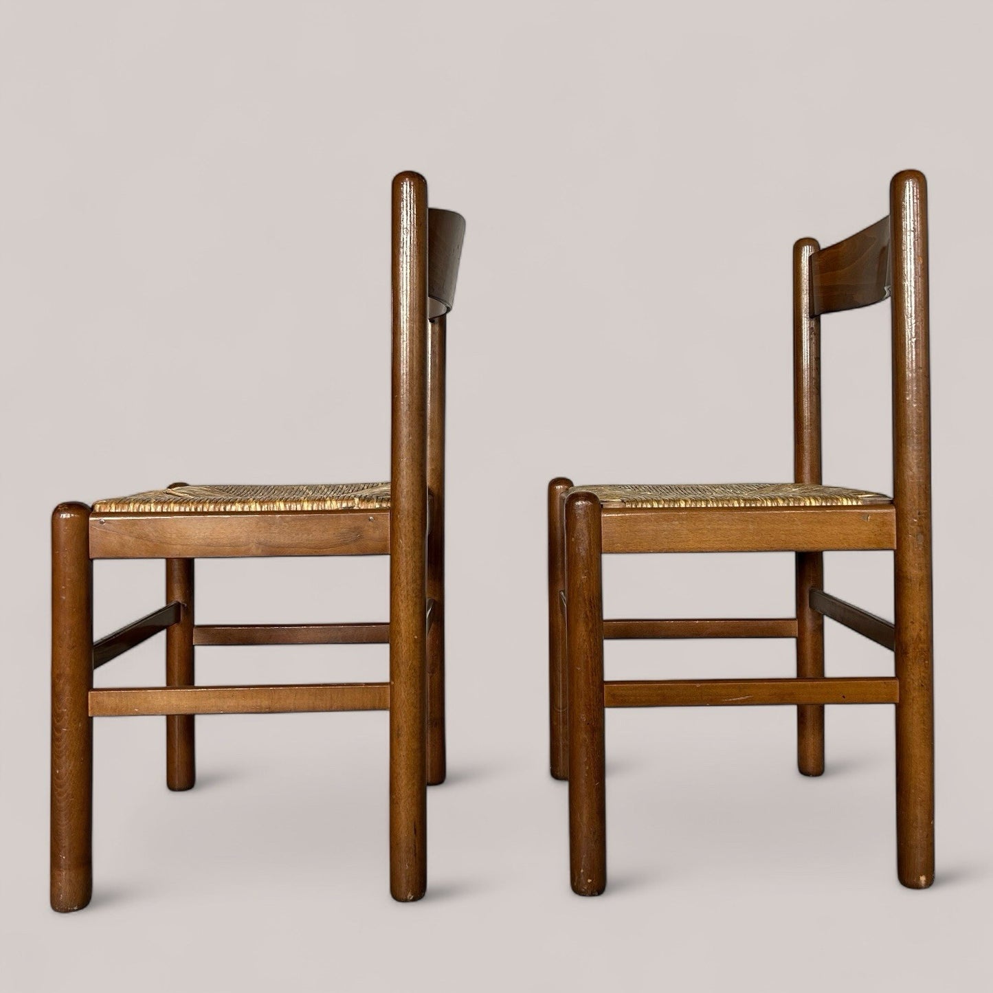 Pair of Italian Rush Dining Chairs