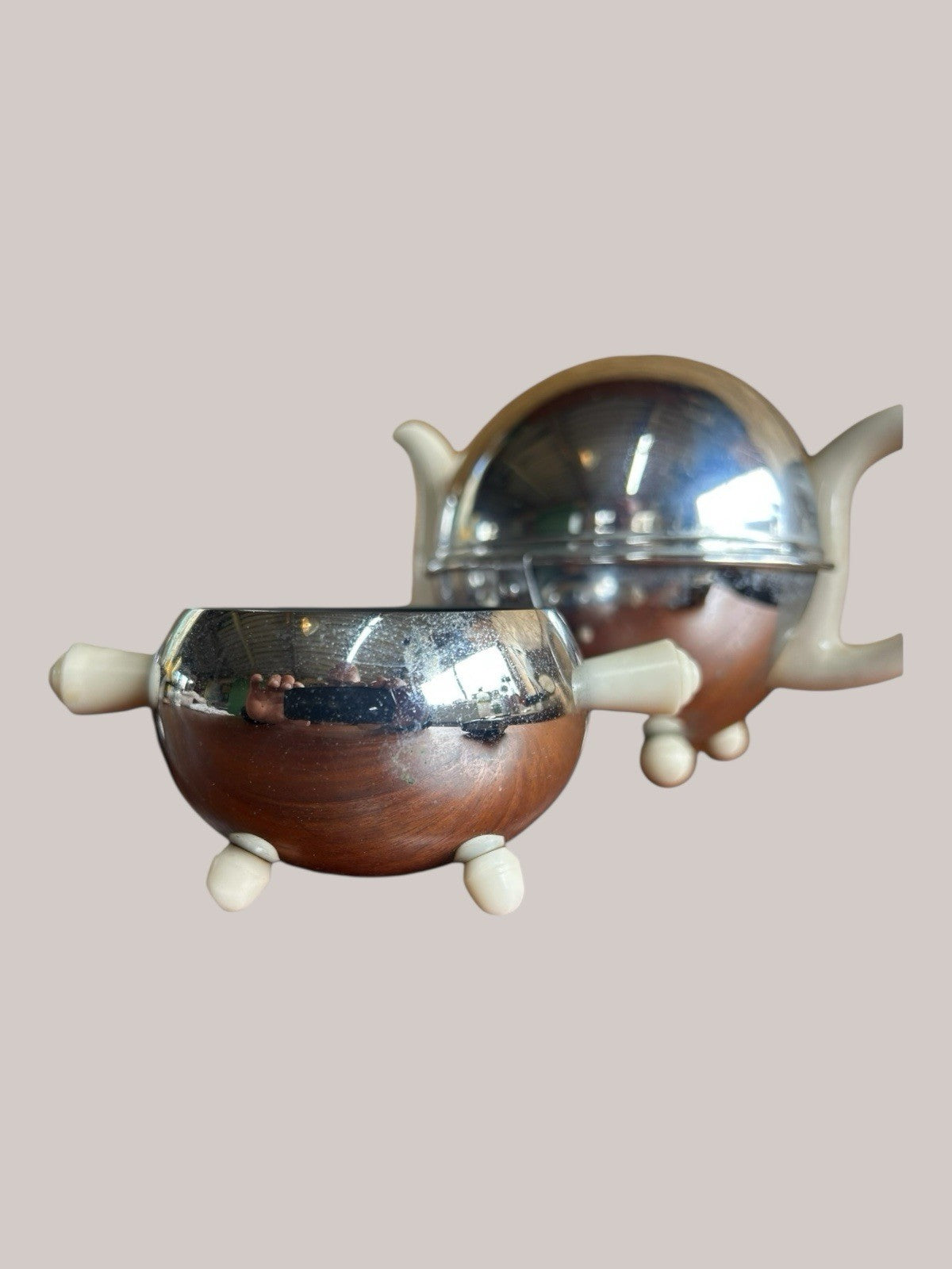 Everhot vintage teapot set, chrome and china