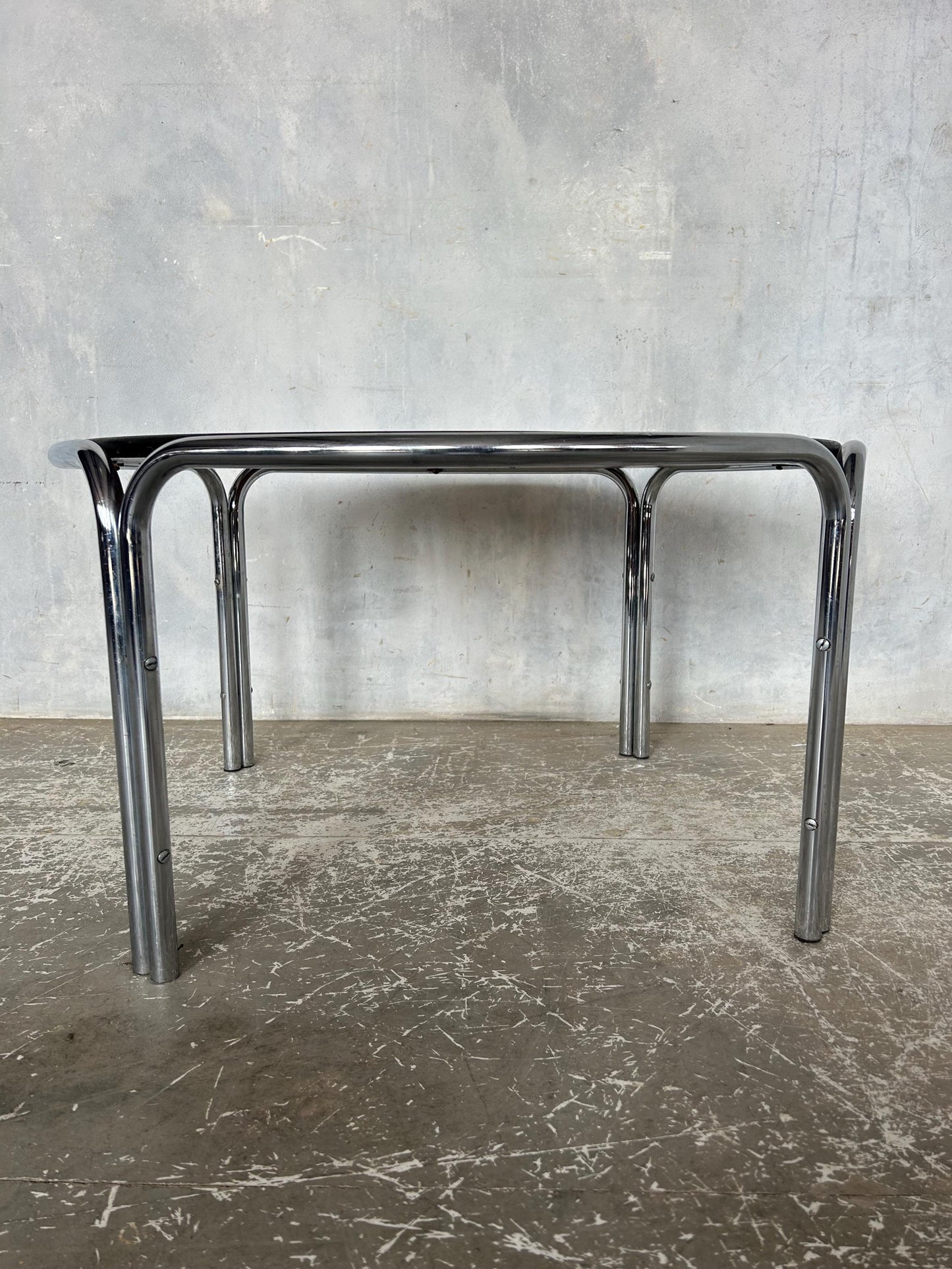 Retro 1970s Circular Coffee Table with Geometric Design