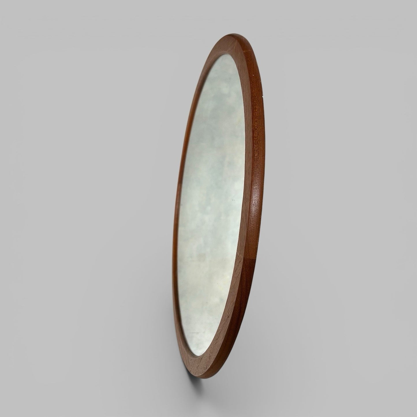 Mid Century Teak Round Wall Mirror
