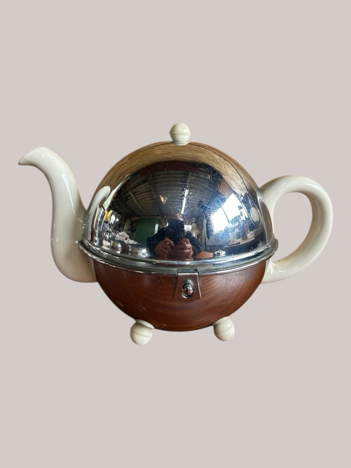 Everhot vintage teapot set, chrome and china