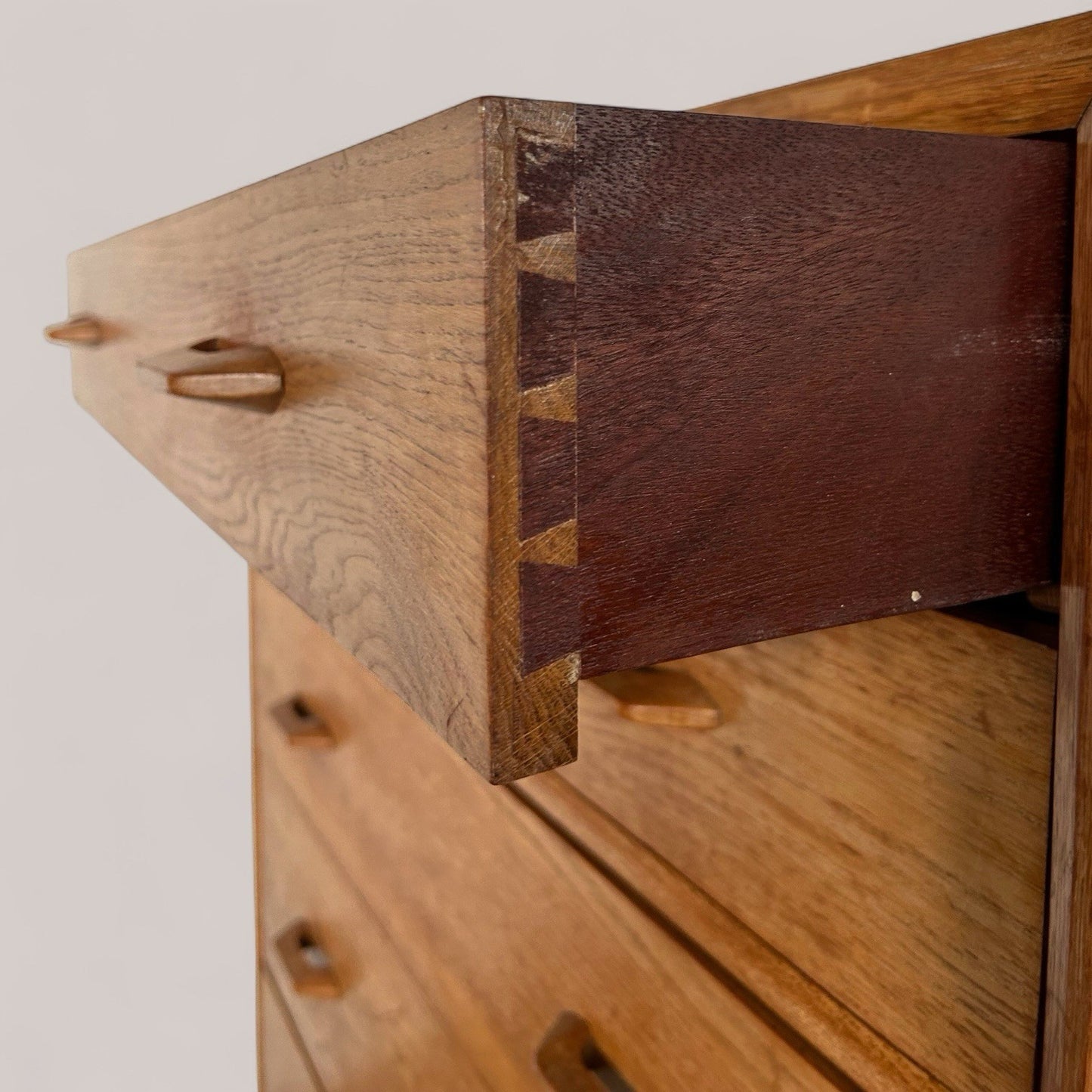 Scandi Oak Mid Century Tallboy Chest of Drawers