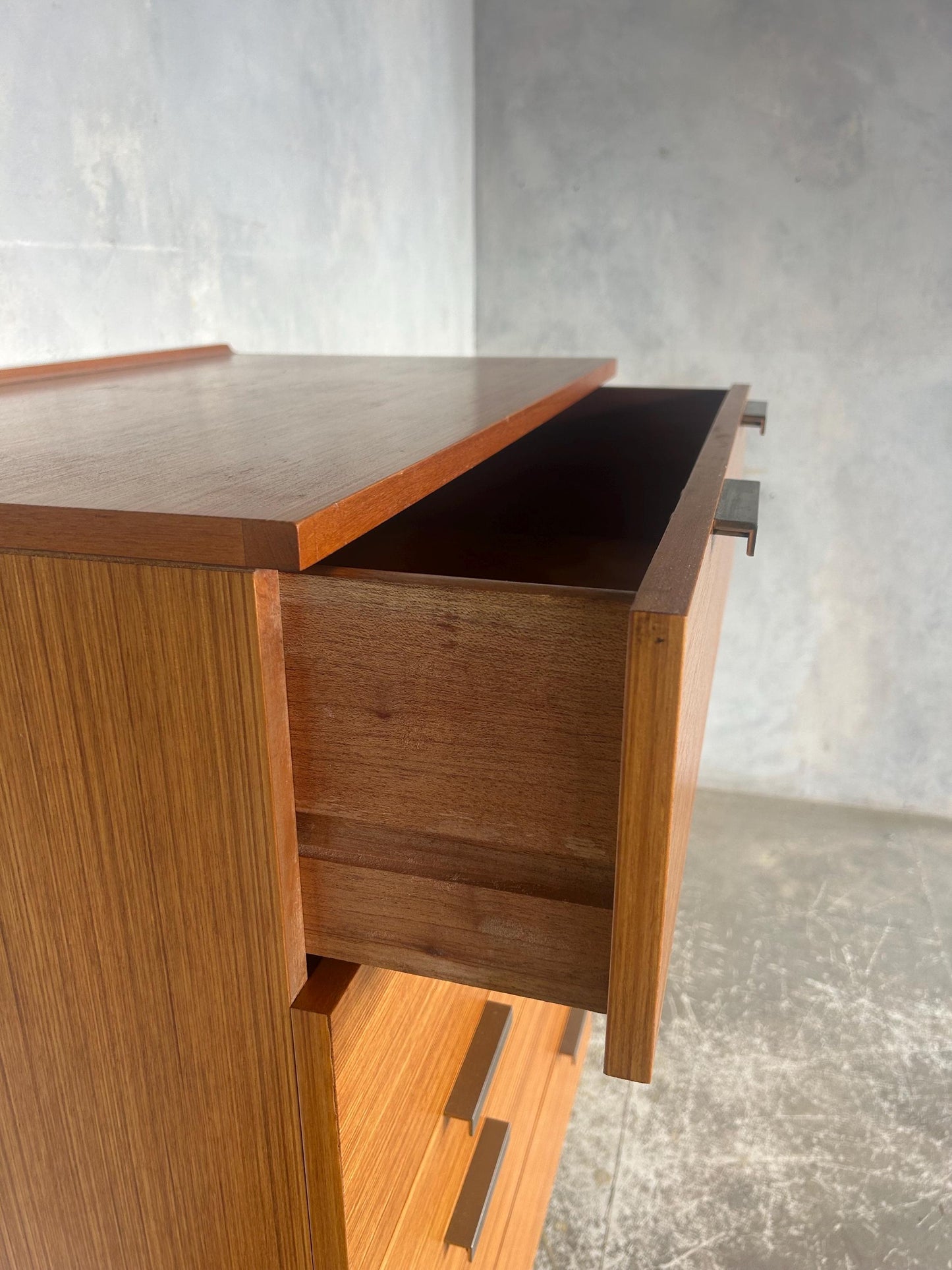 Vintage Stag Fineline 1960s Tallboy Chest of Drawers
