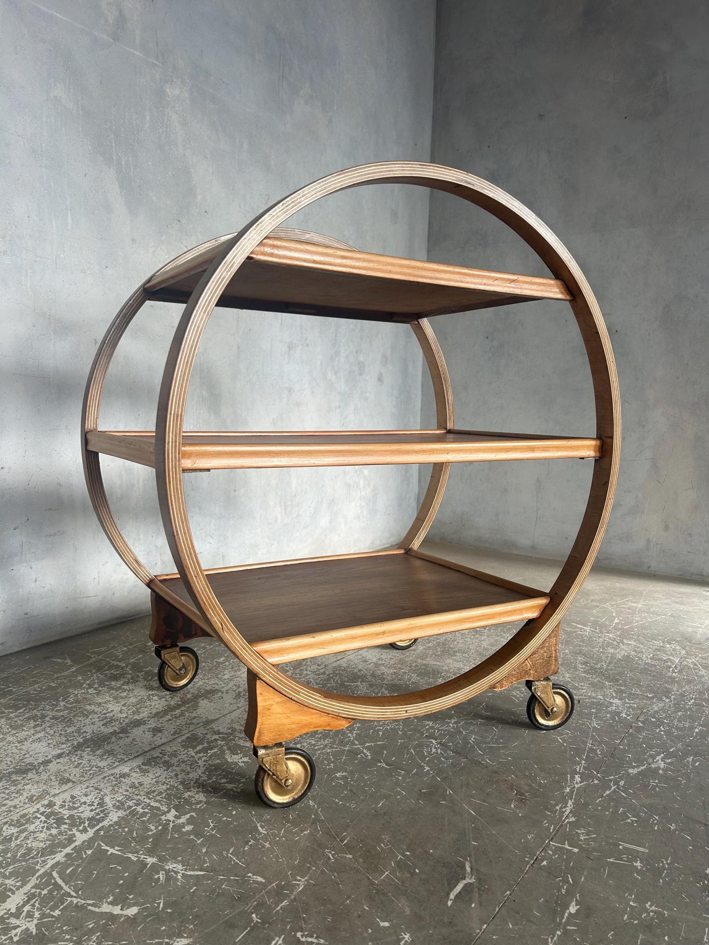Art Deco 1930s Circular Drinks Trolley / hostess trolley