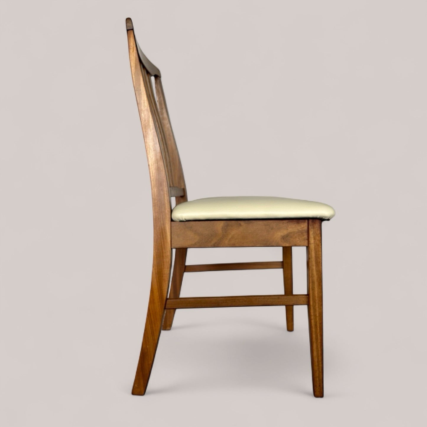 Set of 4 Mid-Century Solid Teak Dining Chairs – Slatted Back, 1960s Design