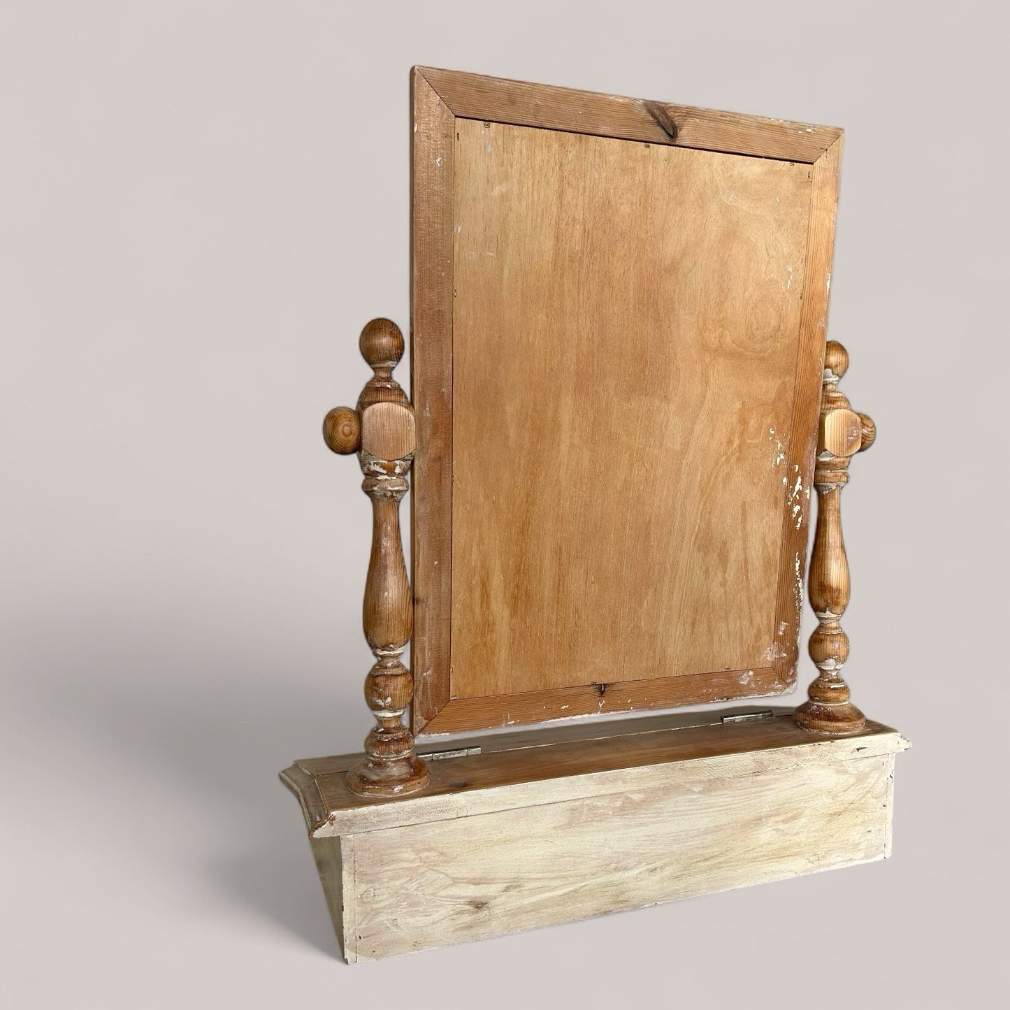 Antique Distressed Pine Vanity Mirror with Storage – Rustic Shaving Mirror