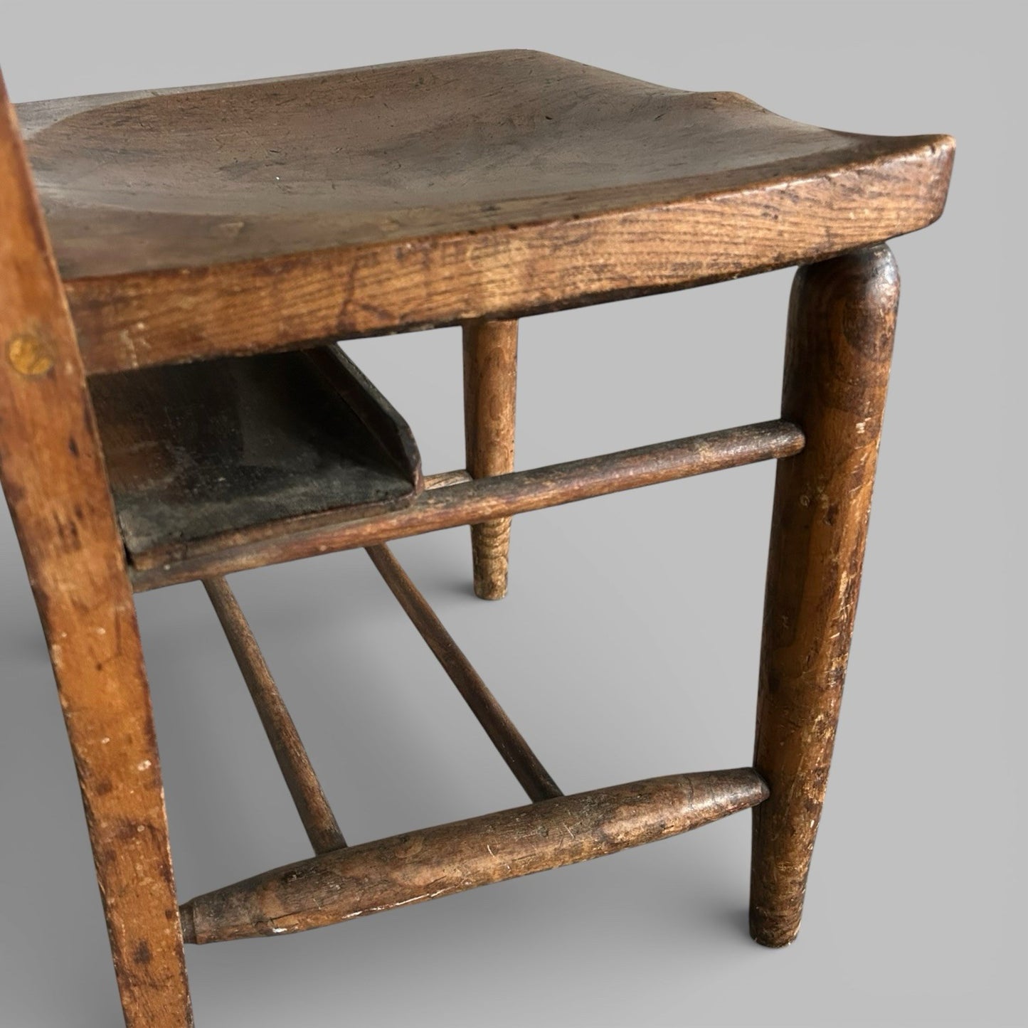 Antique Elm Church Chair – Rustic English Chapel Chair