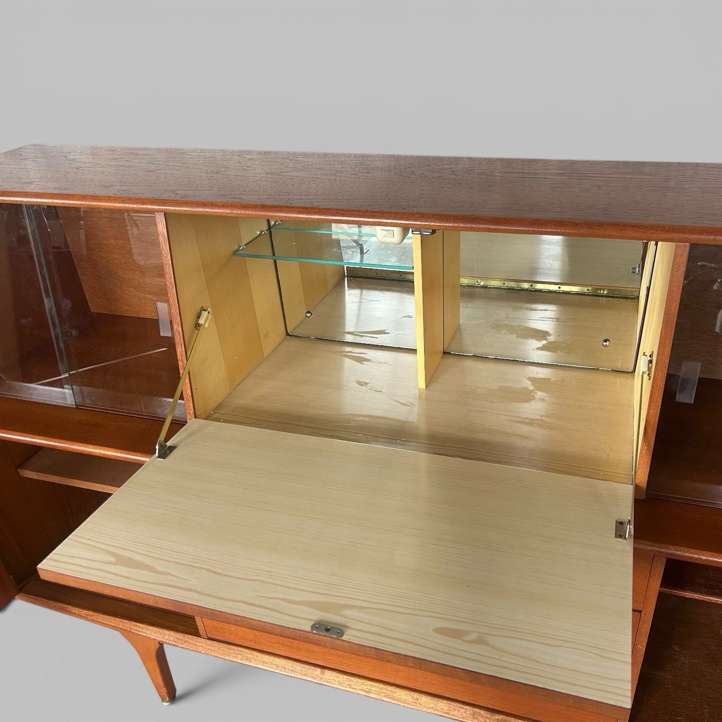 Mid Century Teak Highboard – Display & Cocktail Cabinet