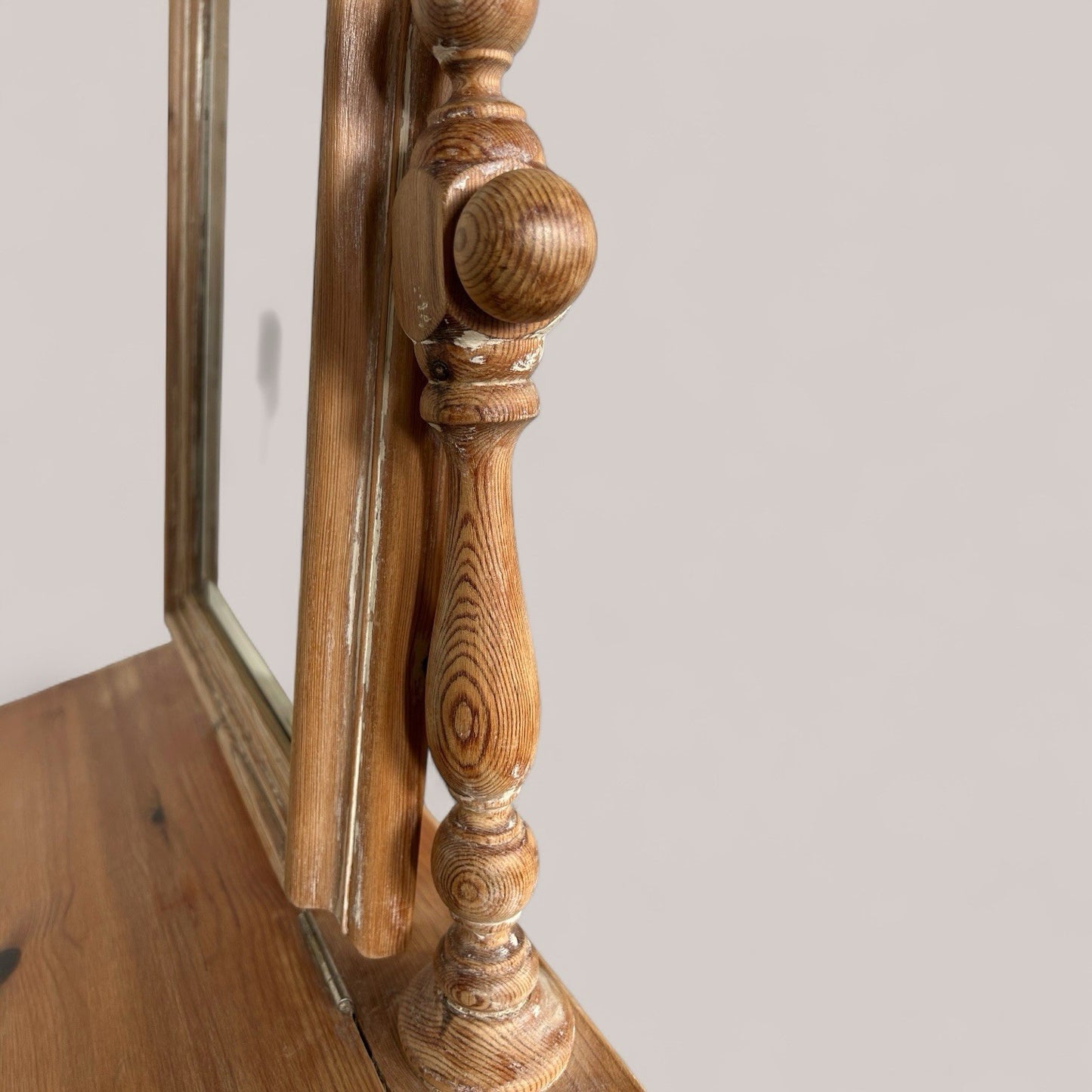 Antique Distressed Pine Vanity Mirror with Storage – Rustic Shaving Mirror