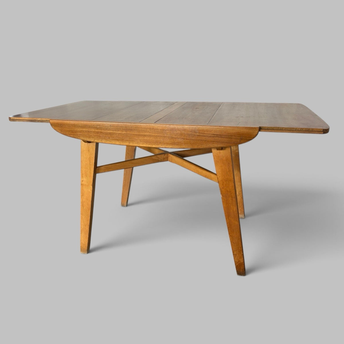 1950s Sputnik Style Compact Extending Dining Table with Butterfly Leaf