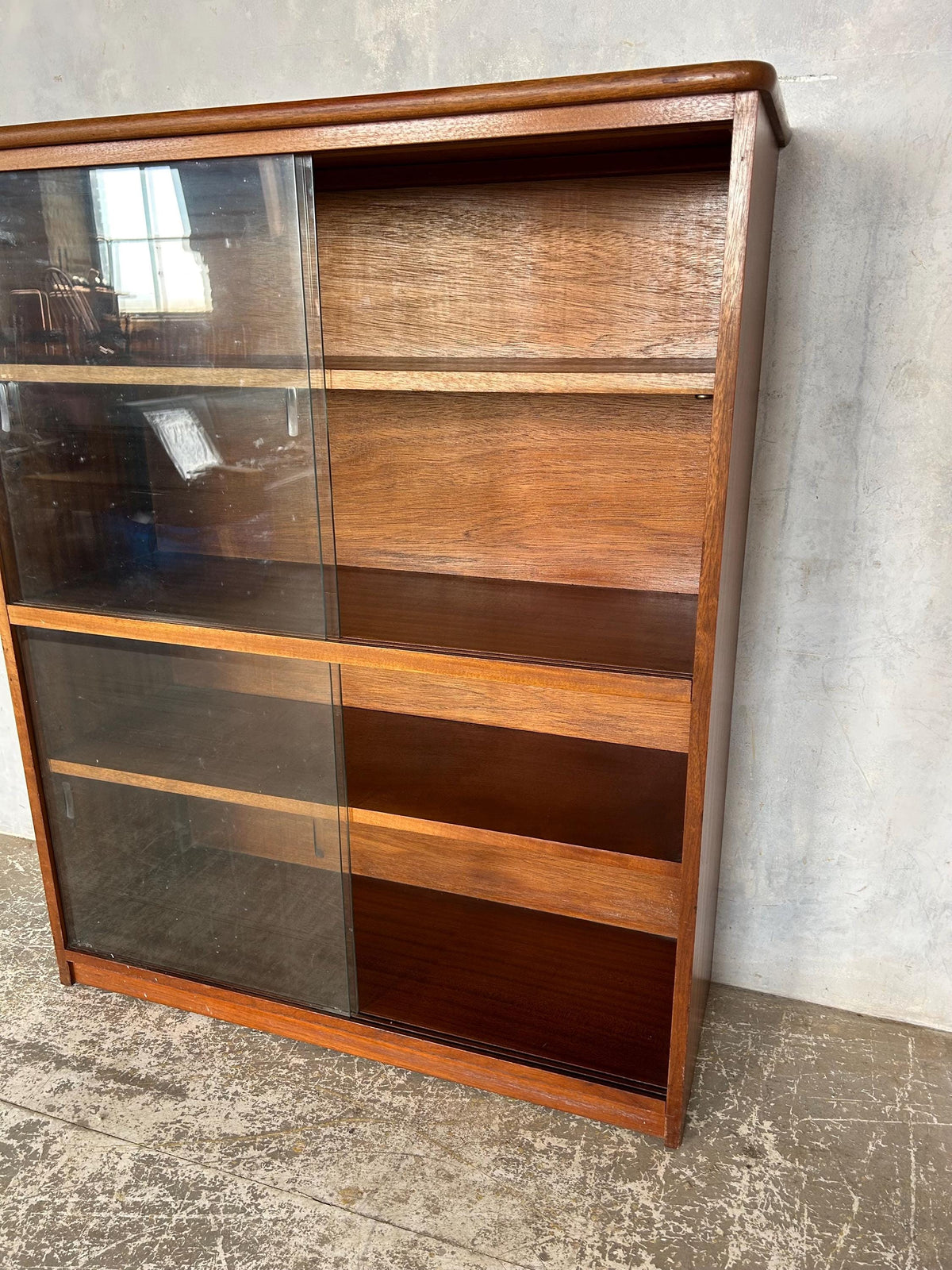 Teak mid century glazed bookcase
