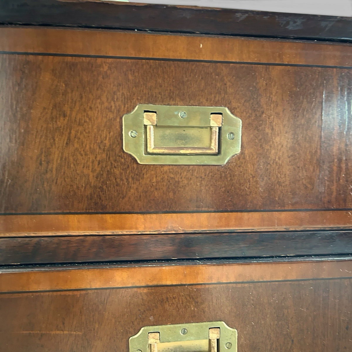 Campaign Style Mahogany Bedside Chest of Drawers