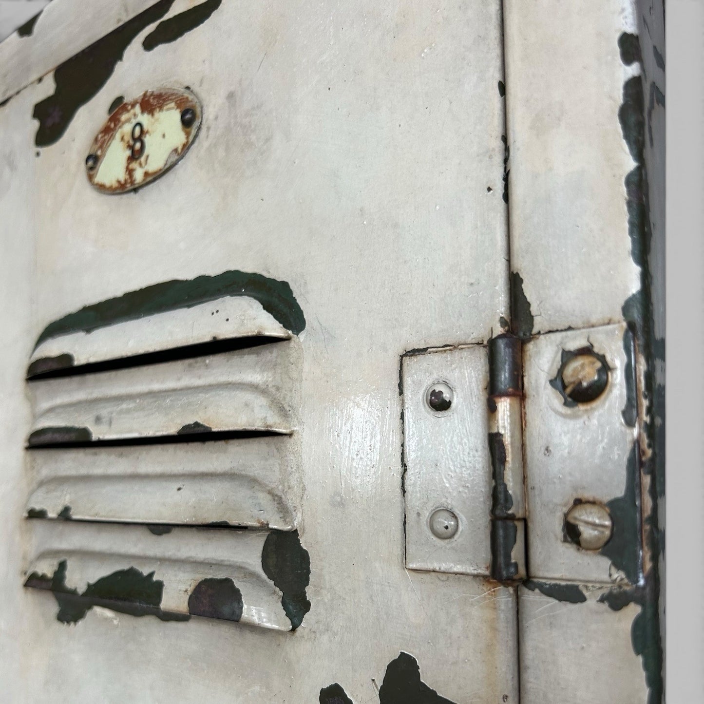 Vintage Industrial Metal Lockers – Bank of 4 – Original Paint
