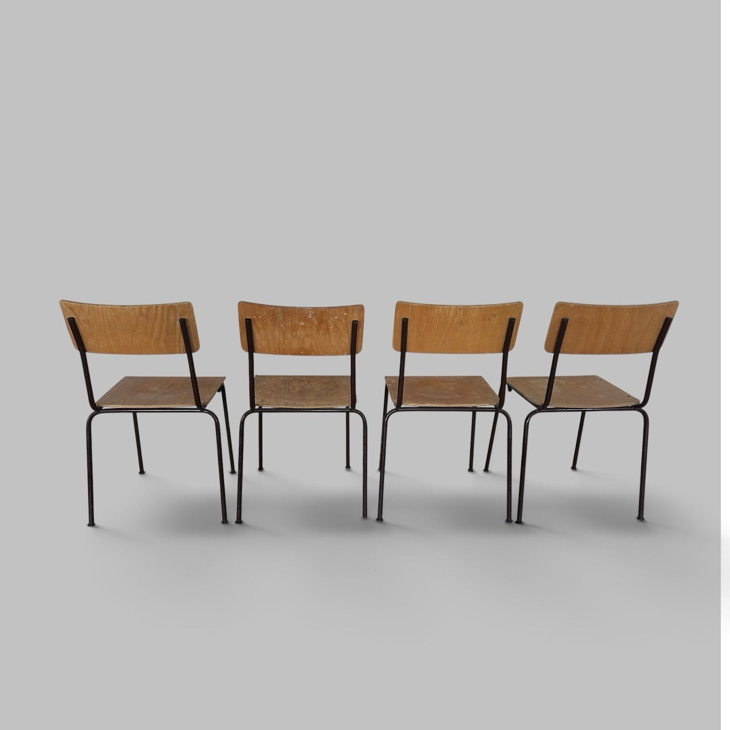 Vintage Plywood Stacking Chairs – Set of Four