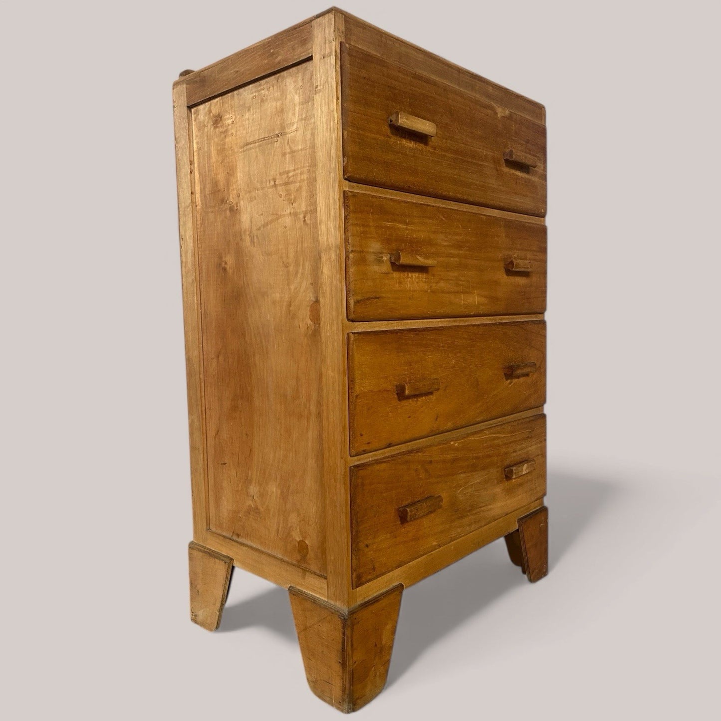 1930s Utilitarian Solid Pine Tallboy