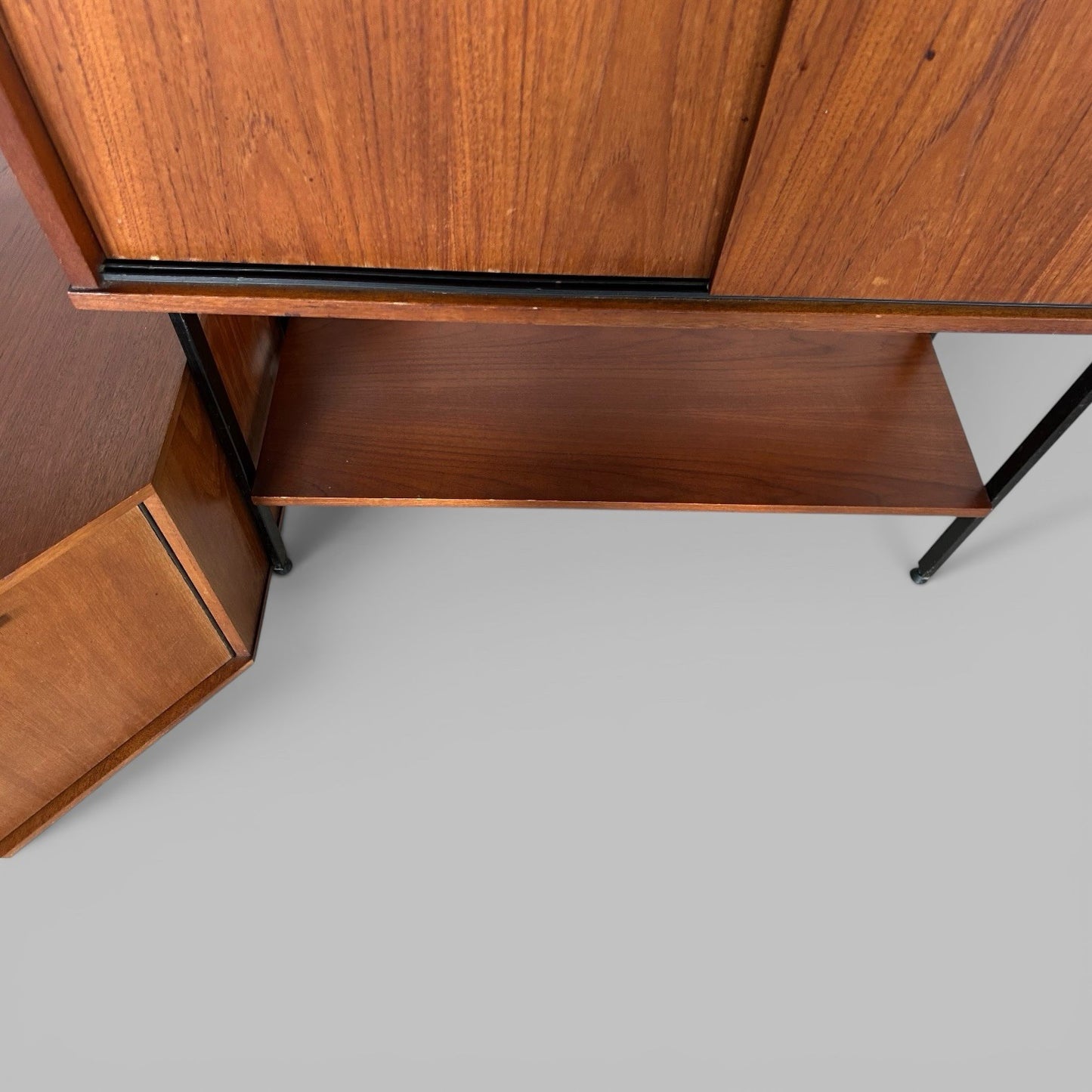 Avalon Modular Teak Corner Wall Unit with Record Storage