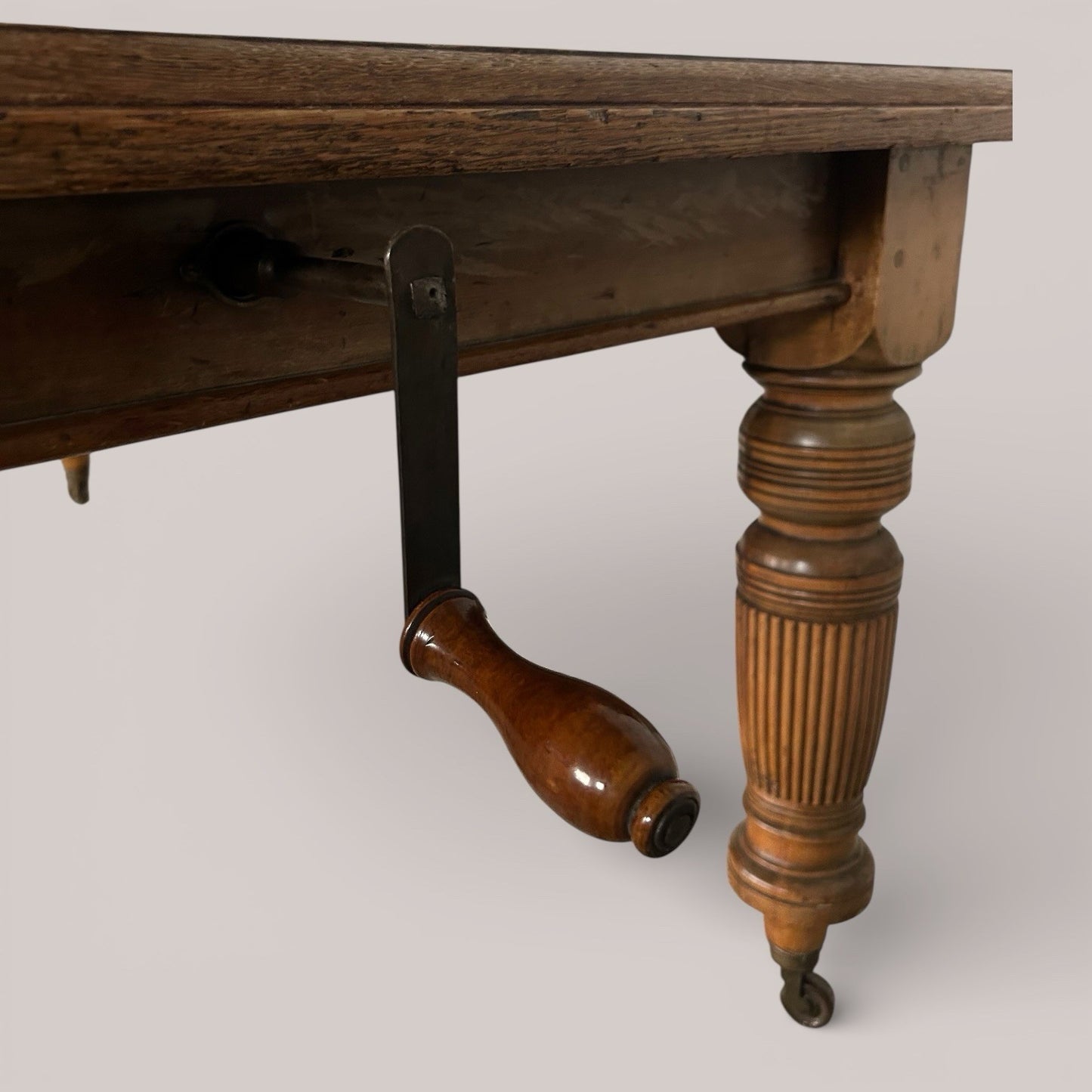 Antique Solid Oak Wind Out Extending Dining Table by Joseph Fitter