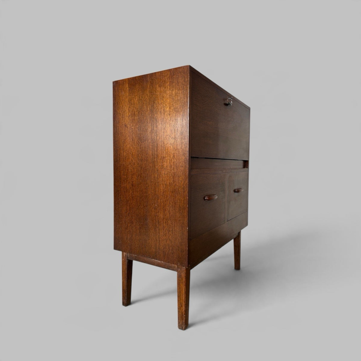 Mid Century Style Oak Bureau / Drinks Cabinet