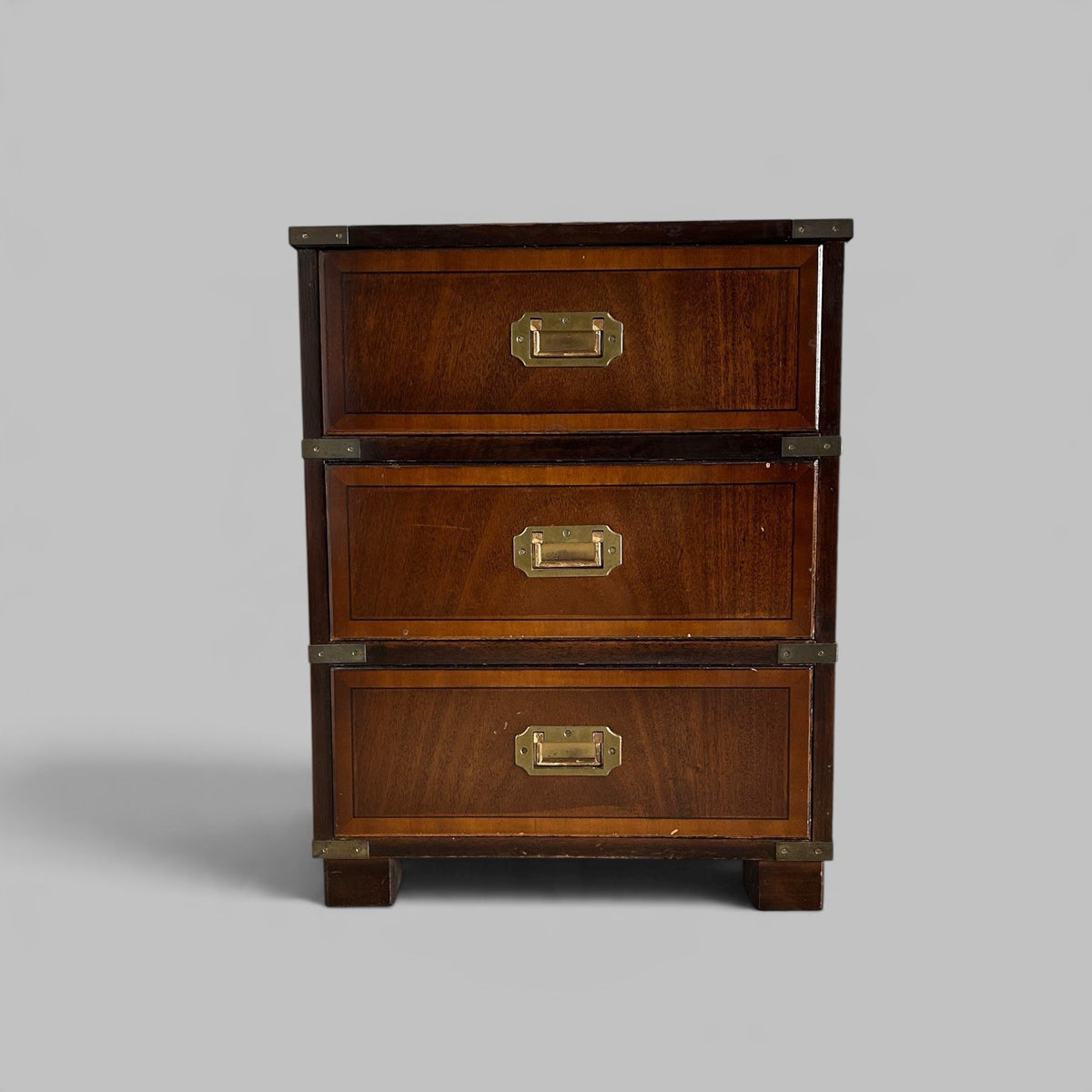 Campaign Style Mahogany Bedside Chest of Drawers