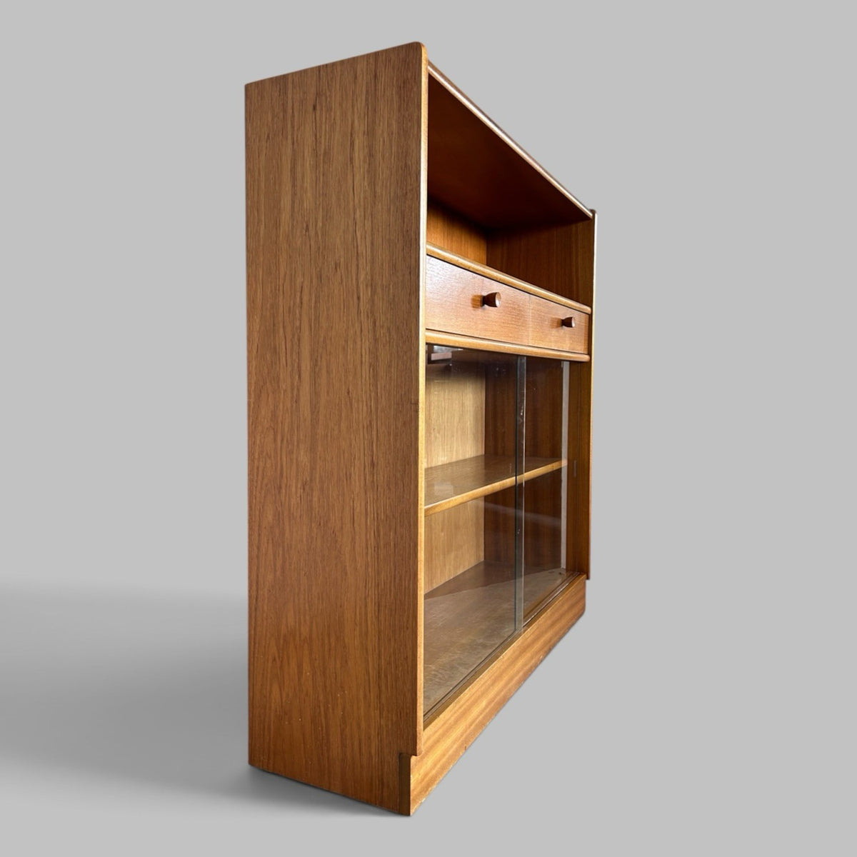 Nathan Teak Glazed Storage Cabinet with Two Drawers
