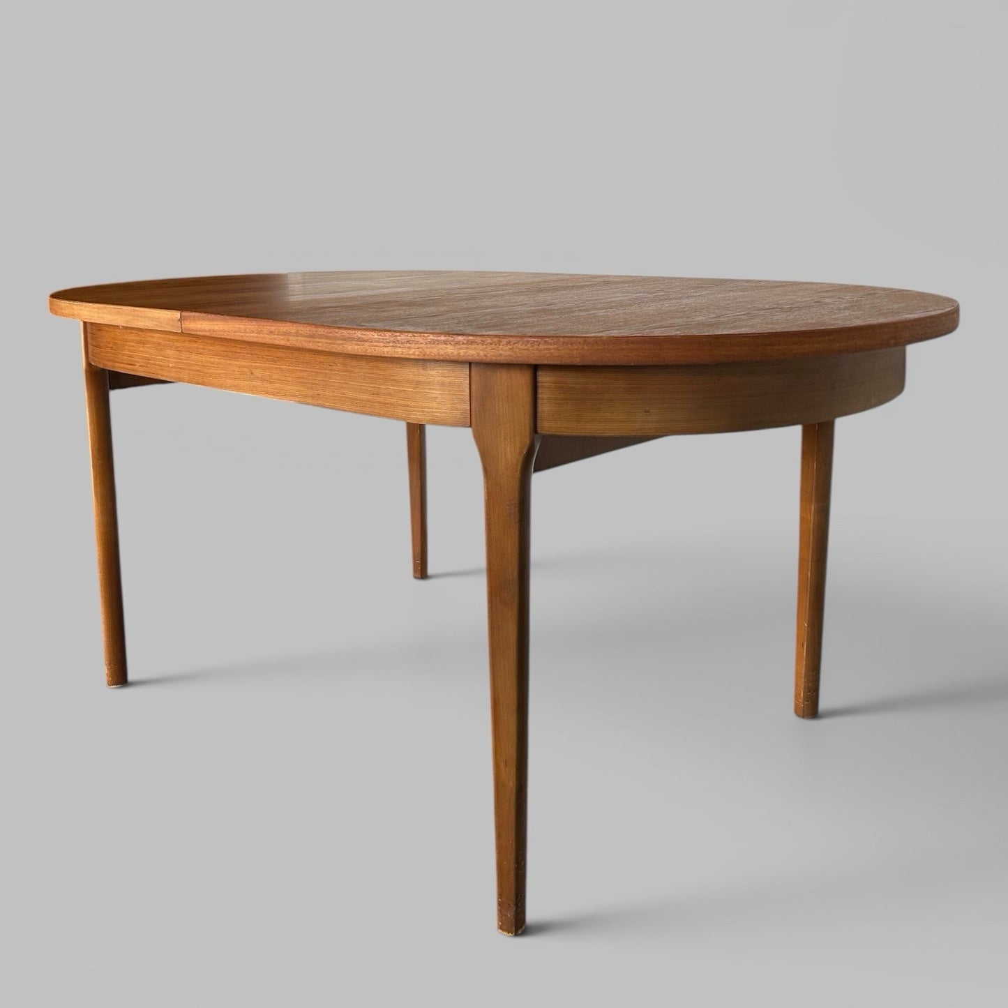 Mid Century Teak Extending Oval Dining Table