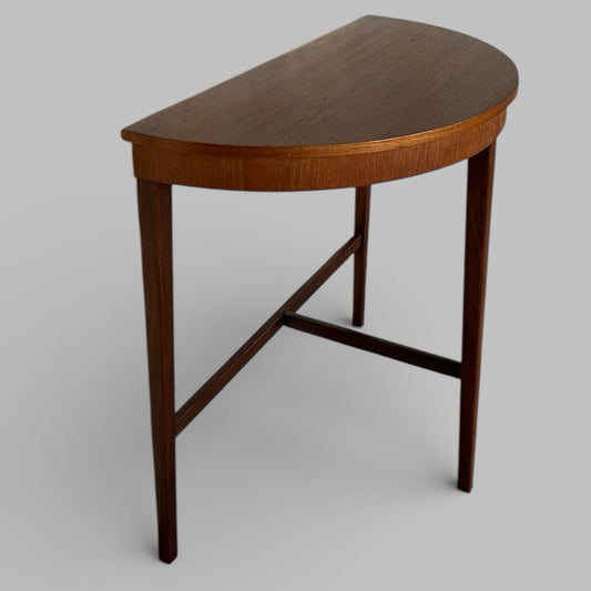 Mid Century Teak Demi Lune Table – Semi Circular Console / Hall Table