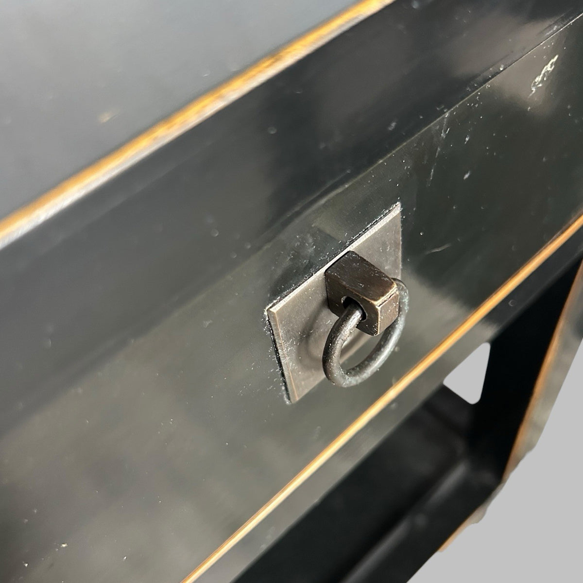 Pair of Black Lacquered Wood Bedside Tables with Drawers