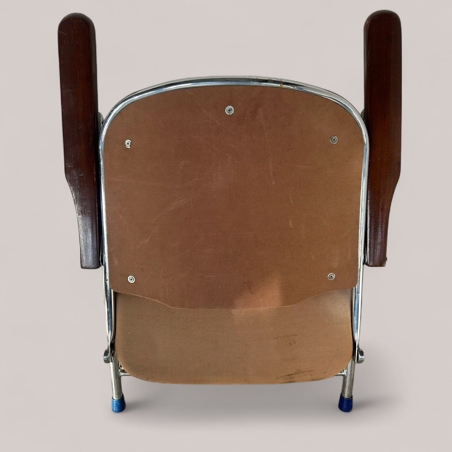 1970s Folding Chrome & Wood Armchair