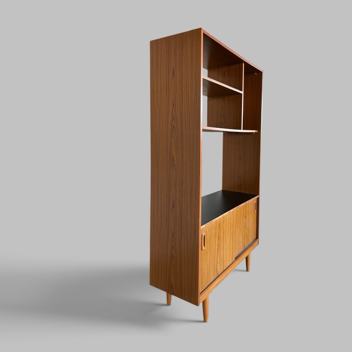 1960s Schreiber Teak Room Divider – Shelving & Sliding Cupboard
