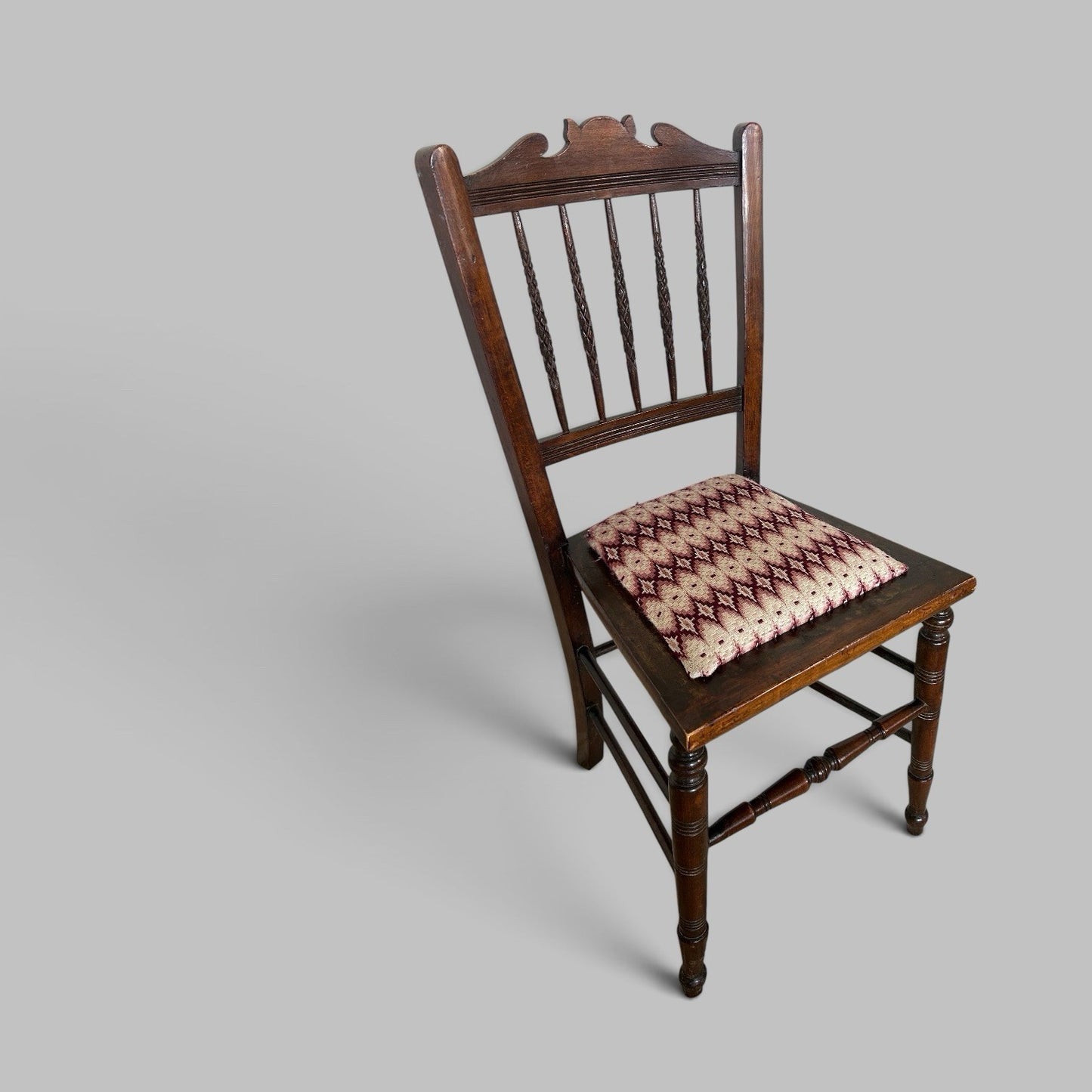 Edwardian Oak Side Chair with Barley Twist Back