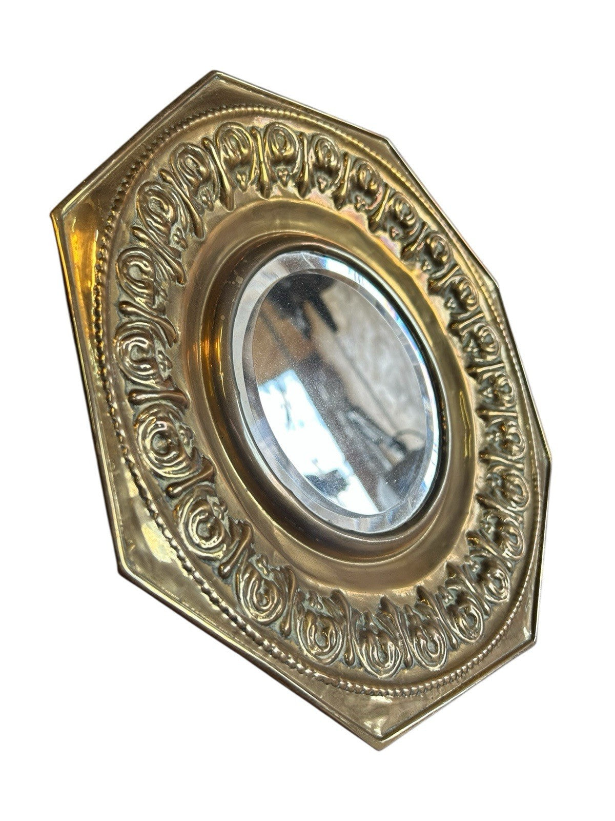 Vintage Brass Mirror With Stand