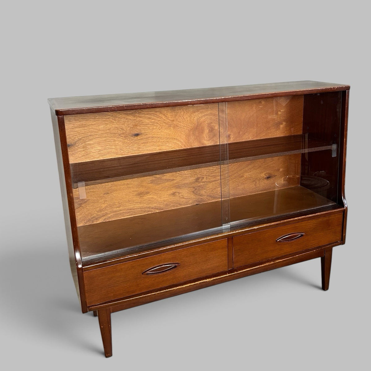 1960s Jentique Glazed Display Cabinet with Two Drawers