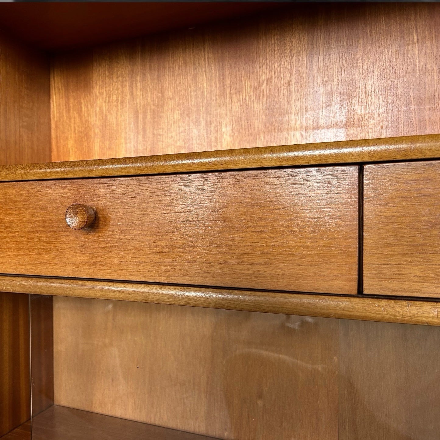 Nathan Teak Glazed Storage Cabinet with Two Drawers