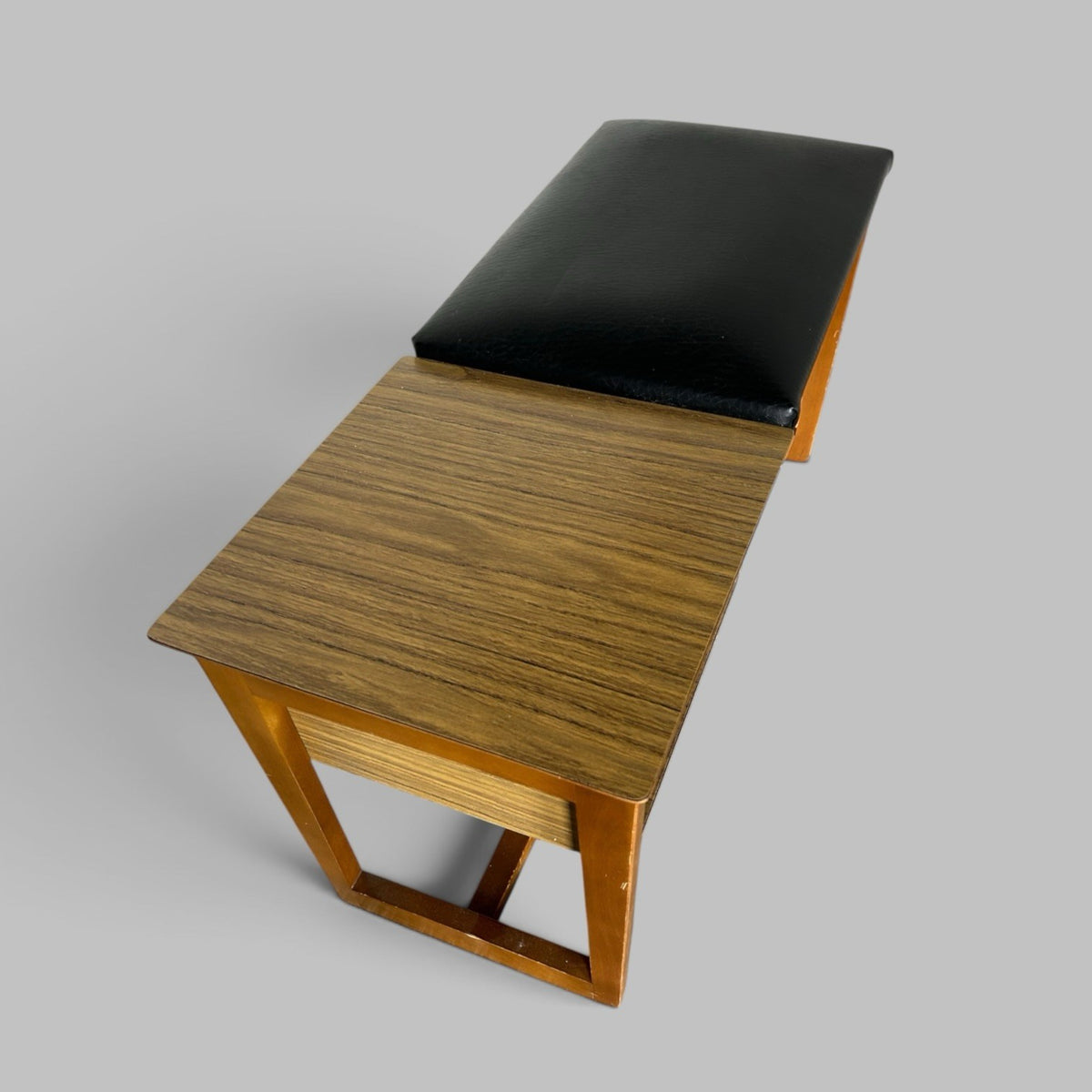 1960s Formica Telephone Table / hall bench with Black Vinyl Seat