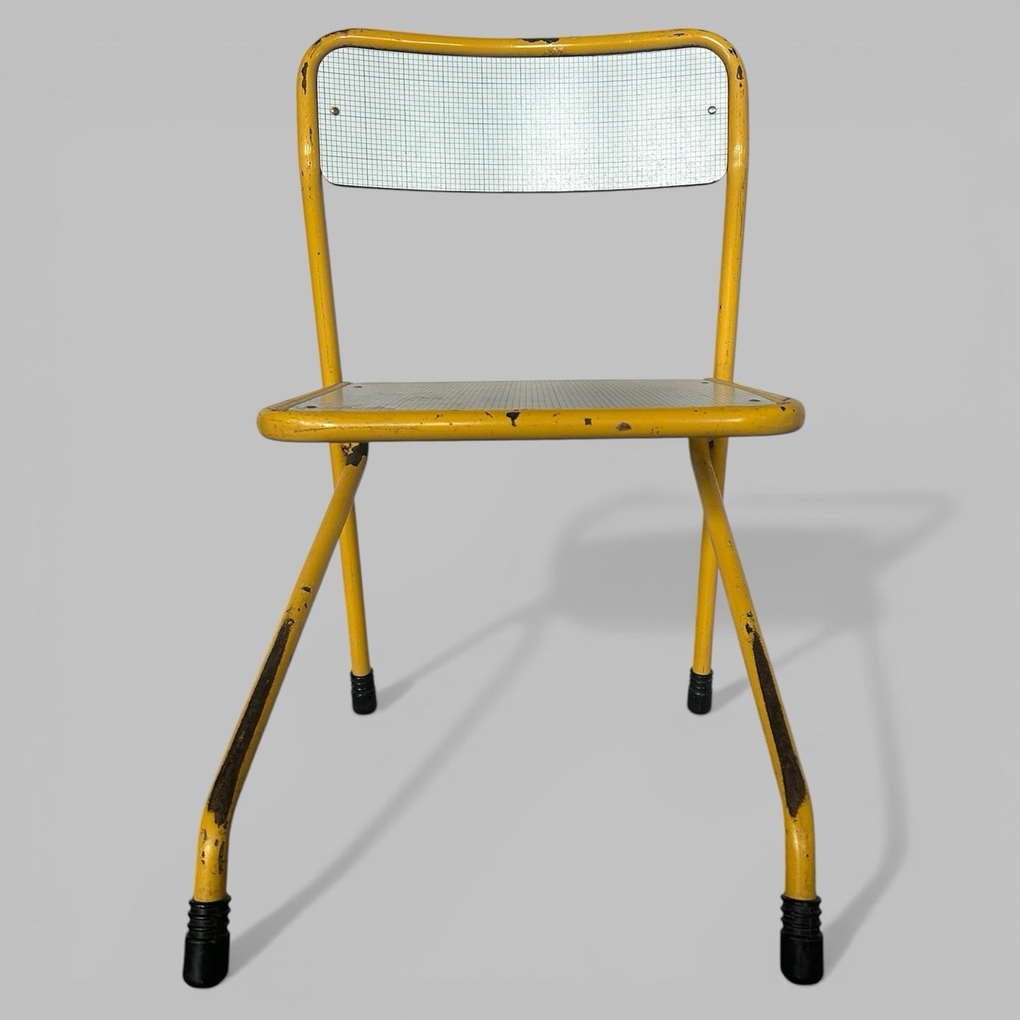 Yellow Tubular Steel Chair – Industrial School Chair with Formica Seat