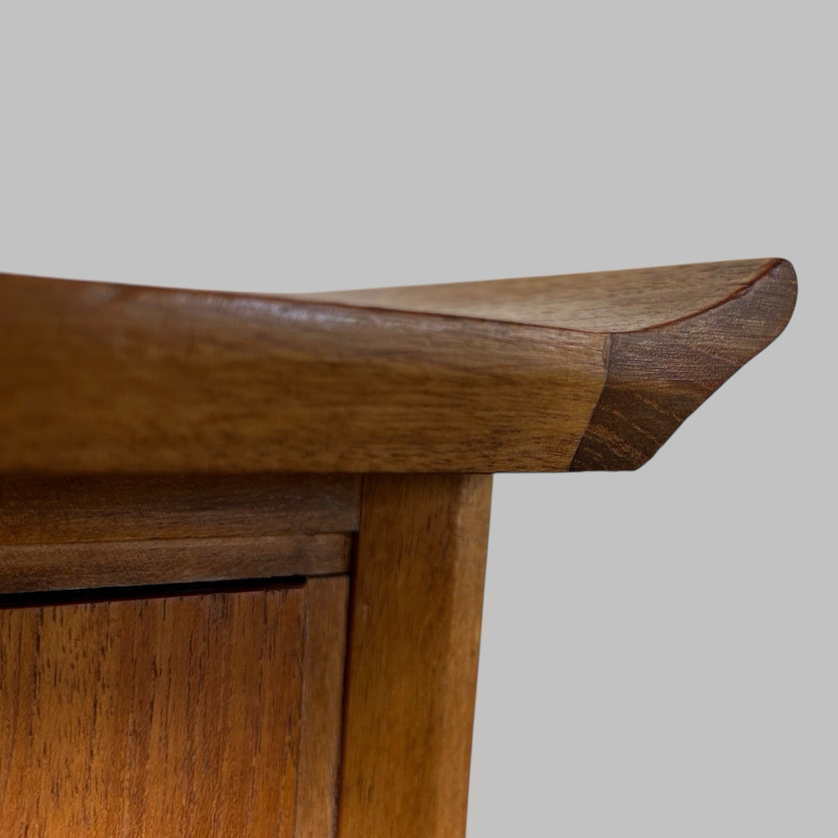 1960s Vesper Bow Front Dressing Table with Sculpted Teak Mirror
