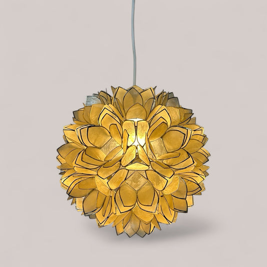 1960s Capiz Shell Lotus Pendant Light – German Mid-Century Chandelier