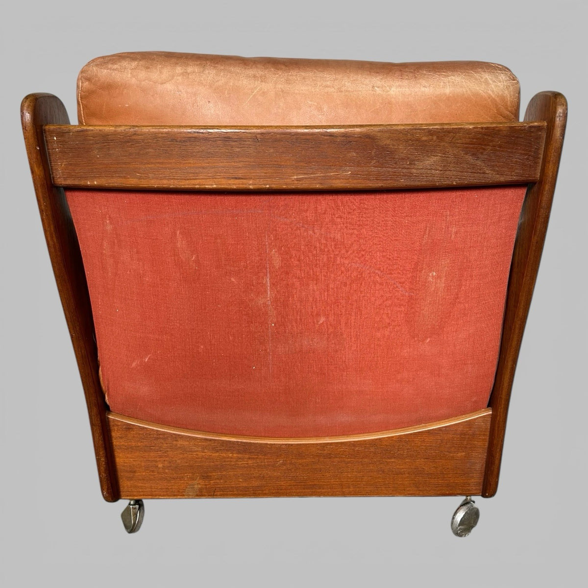 G Plan Saddleback Leather Armchair Teak Frame Mid Century