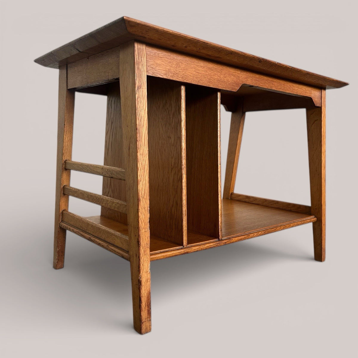 Oak side table / coffee table with magazine rack
