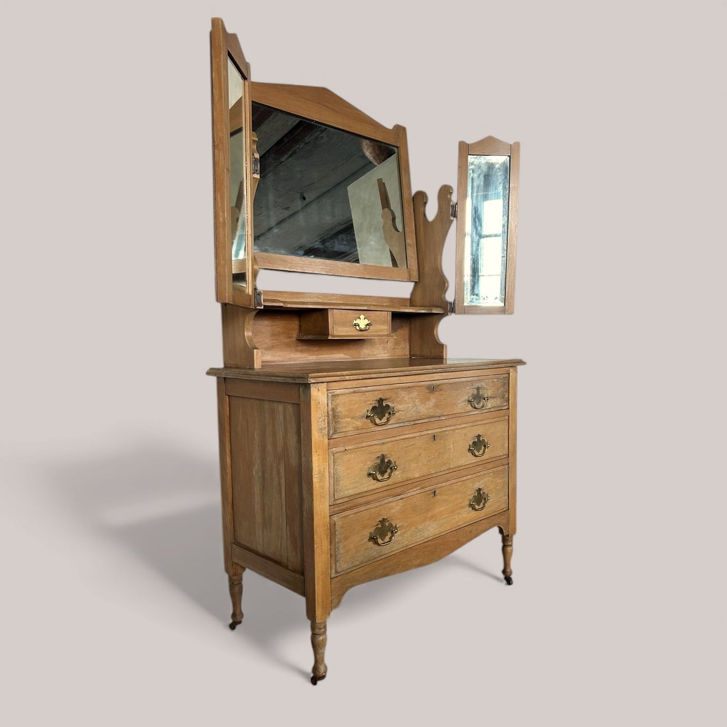 Edwardian Dresser with Triple Mirror. Great patina