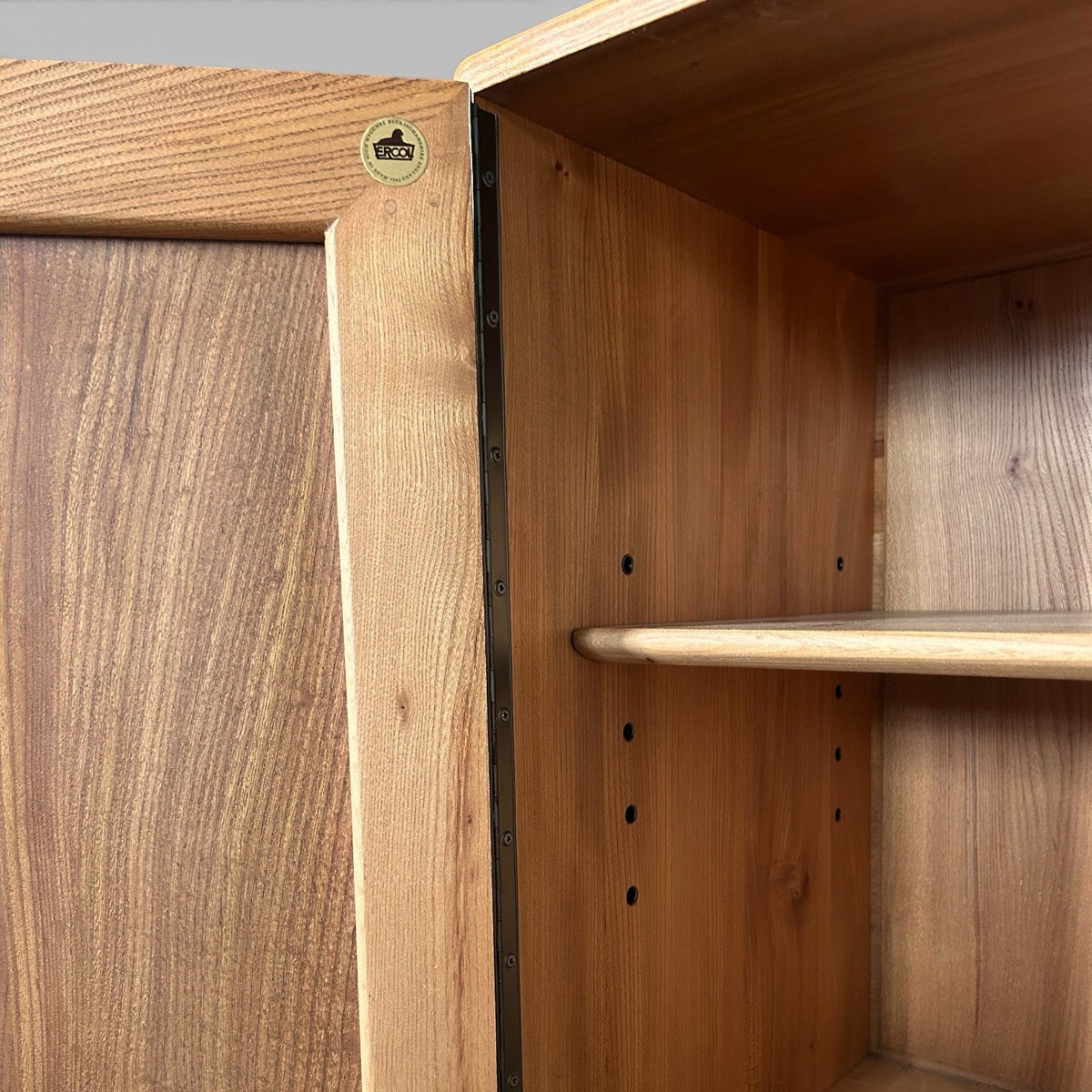 Vintage Ercol Solid Elm Windsor Sideboard on tapered legs.