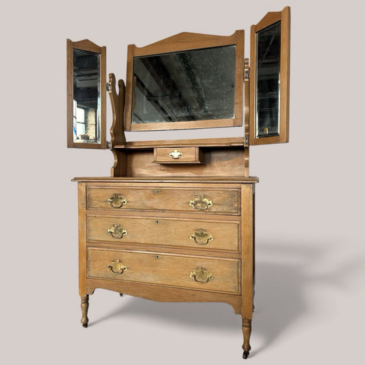 Edwardian Dresser with Triple Mirror. Great patina