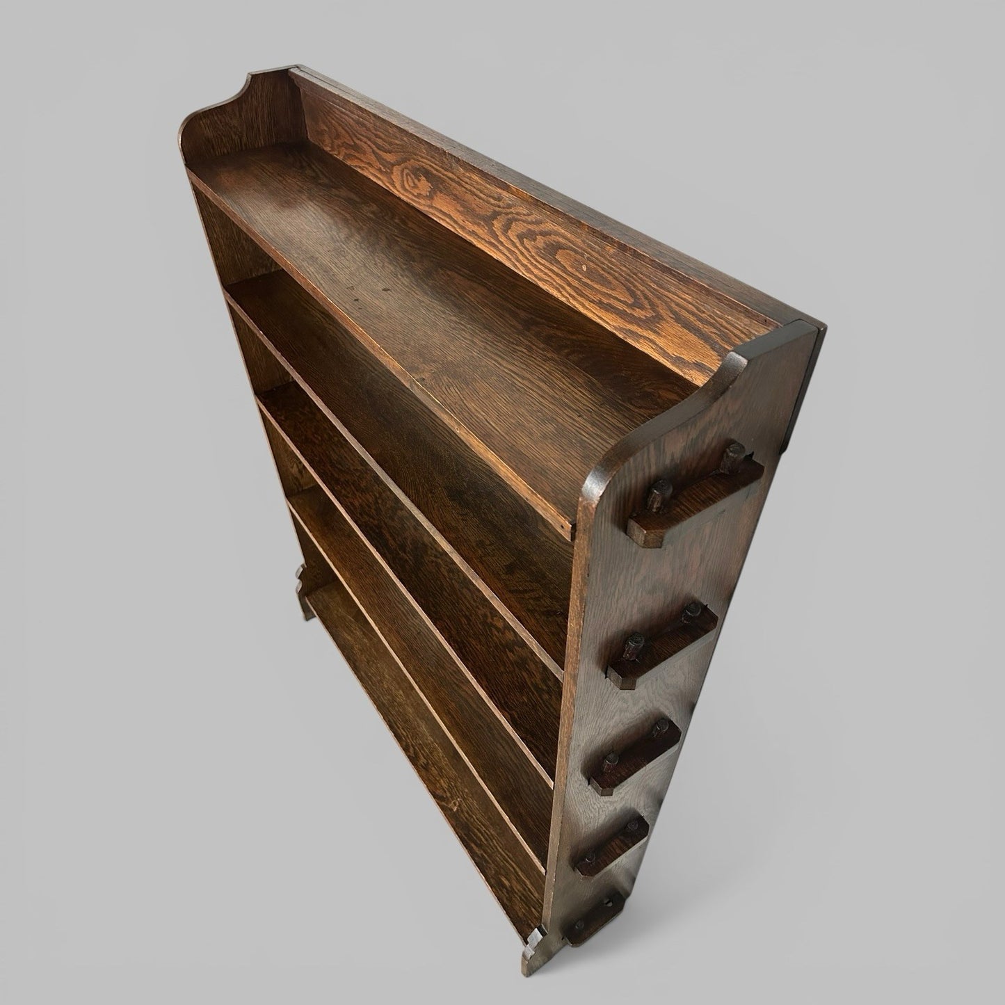 Arts and Crafts Oak Bookcase – Open Shelving with Pegged Details