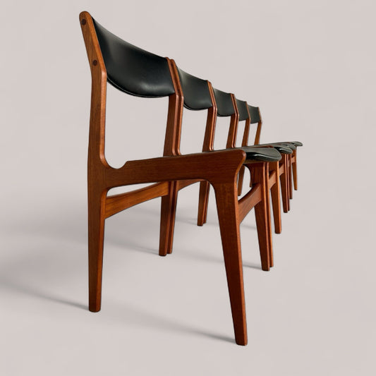 Set of 4 Danish Retro Mid Century Teak Dining Chairs by Erik Buch