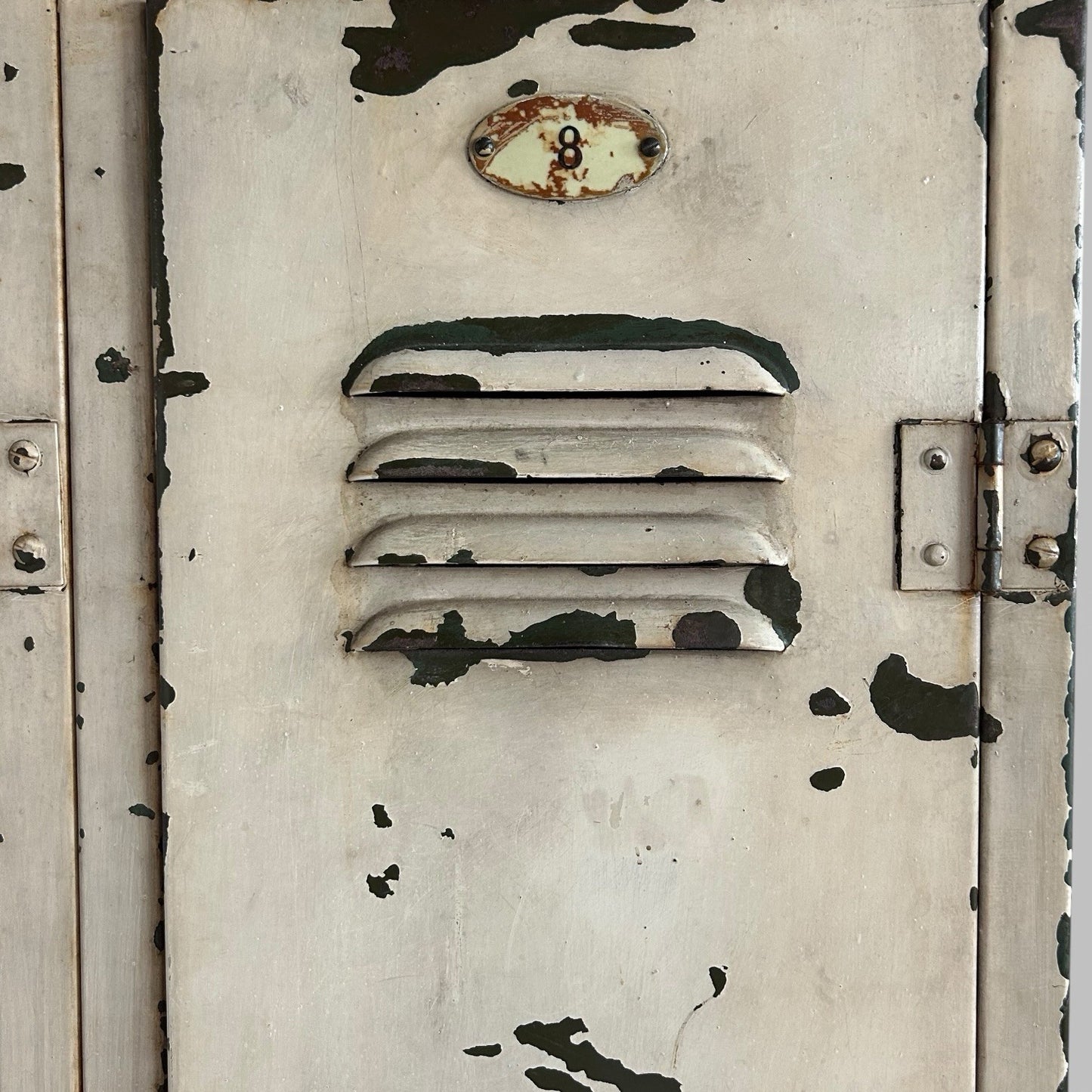 Vintage Industrial Metal Lockers – Bank of 4 – Original Paint